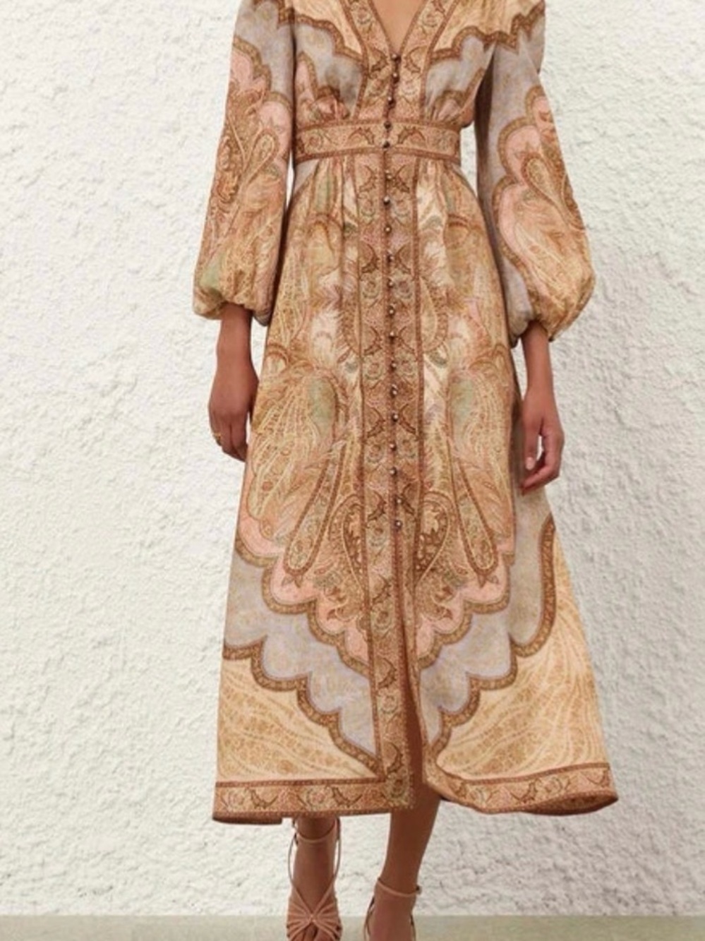ZIMMERMANN
WANDERLUST PLUNGE MIDI DRESS TAPESTRY MULTI